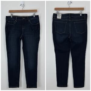 NWT G. H. Bass & Co. Contour Skinny Fit Jeans Petite Size 12P Blue Dark Wash